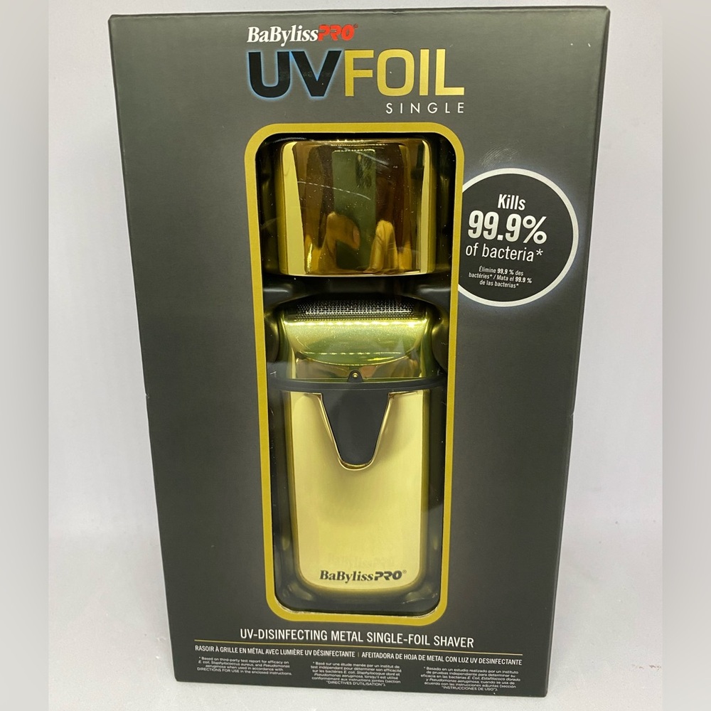 BaBylissPRO UV-Disinfecting Double Foil Shaver - Gold (FXLFS2G)